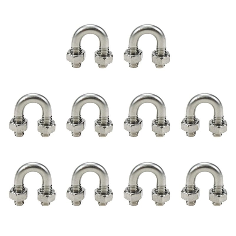 Sscon 10Pcs M6x8 304 Stainless Steel U-Bolt Fastener for 8mm Pipe Dia - Image 1
